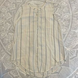 C AND C CALIFORNIA 100% LINEN SLEEVELESS TOP SIZE M MEDIUM TANK STRIPE WHITE 273